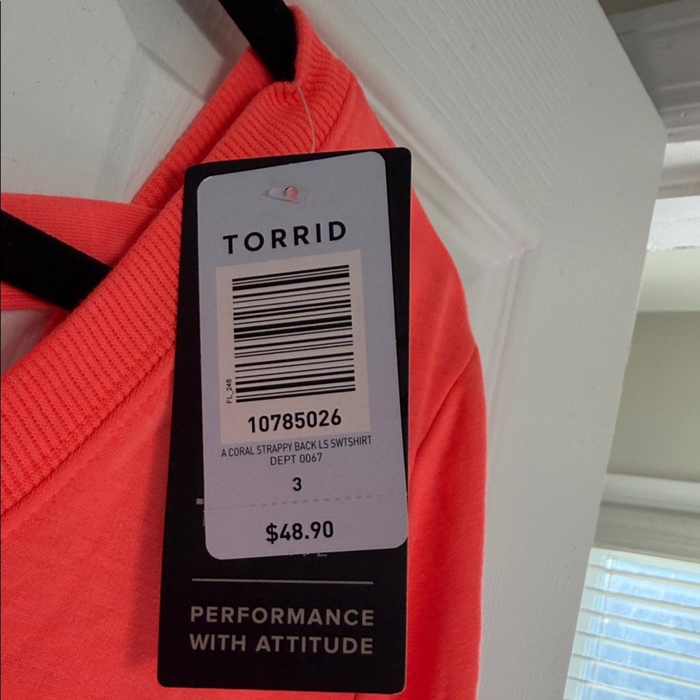 Torrid Bright Coral top with Crisscross Back - Picture 2 of 3